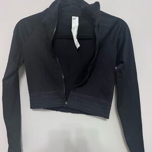 Fabletics Cropped Black Zip-Up Jacket, Size S